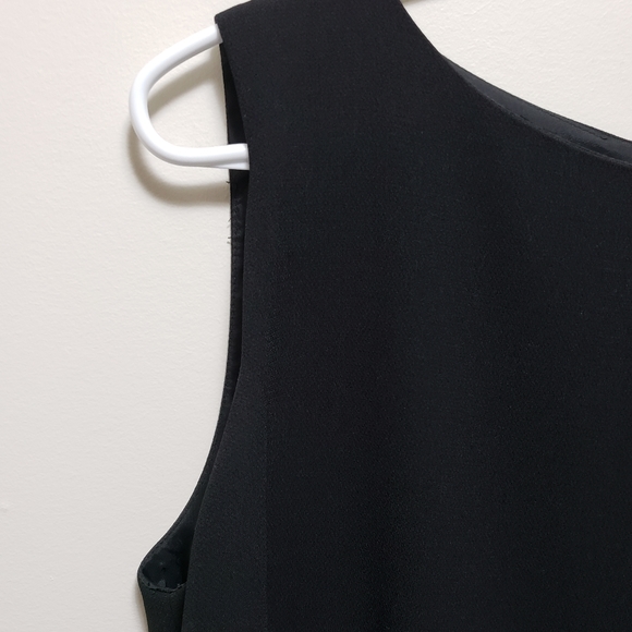Vintage Pierre Cardin Classic Black Sleeveless Midi Dress Lined Back ZipSize 14 - Picture 4 of 9